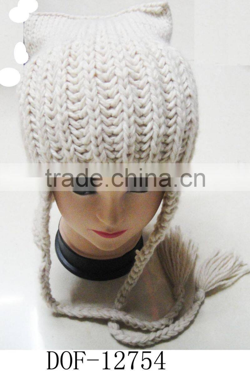 Fashion most popular crochet knitted 100%acrylic cap for winter