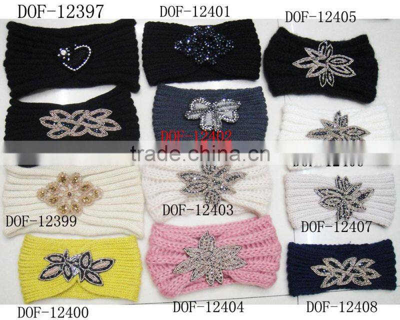 Fashion new Hot knitted acrylic designer jewelry headband for winter