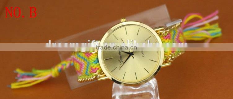 2015 DIY handmade braided rope watch Korean exquisite rainbow bracelet watch