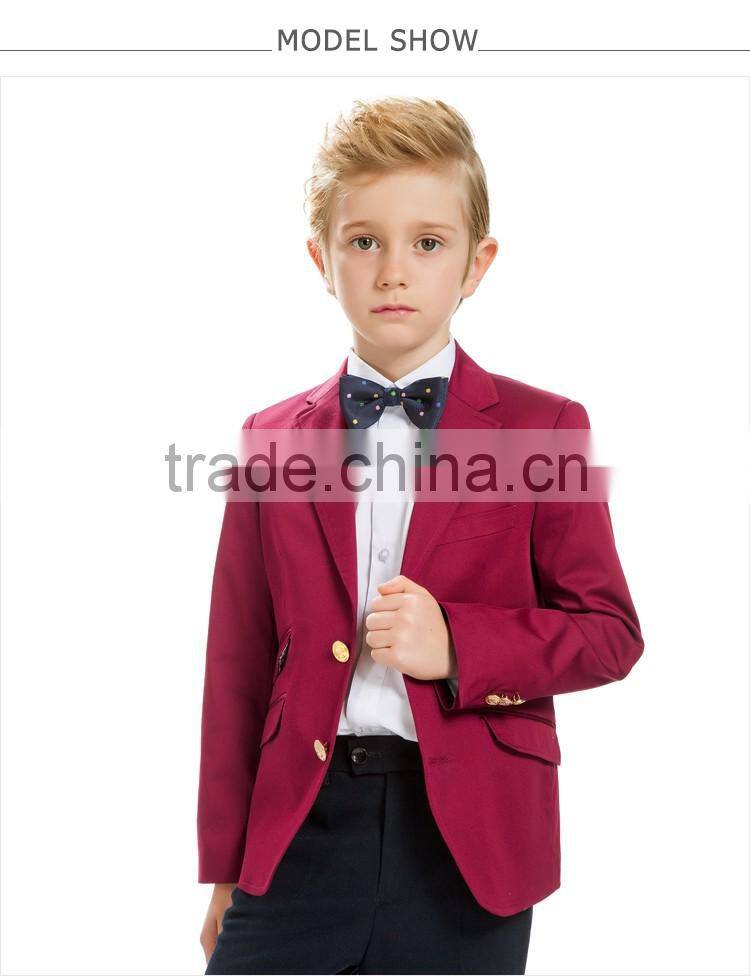 ELPA 2016 new fashion notch lapel single breasted double back vent cotton boys blazer