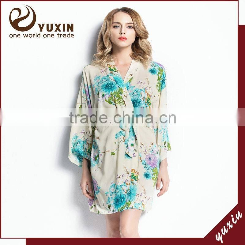 Wedding Bridesmaid White Cotton floral robe Weave Robes FR0011