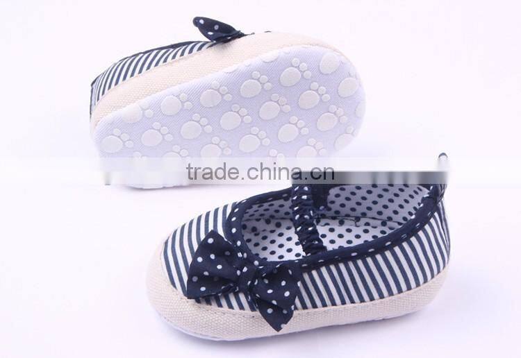 Navy style baby girls bowknot first walker shoes