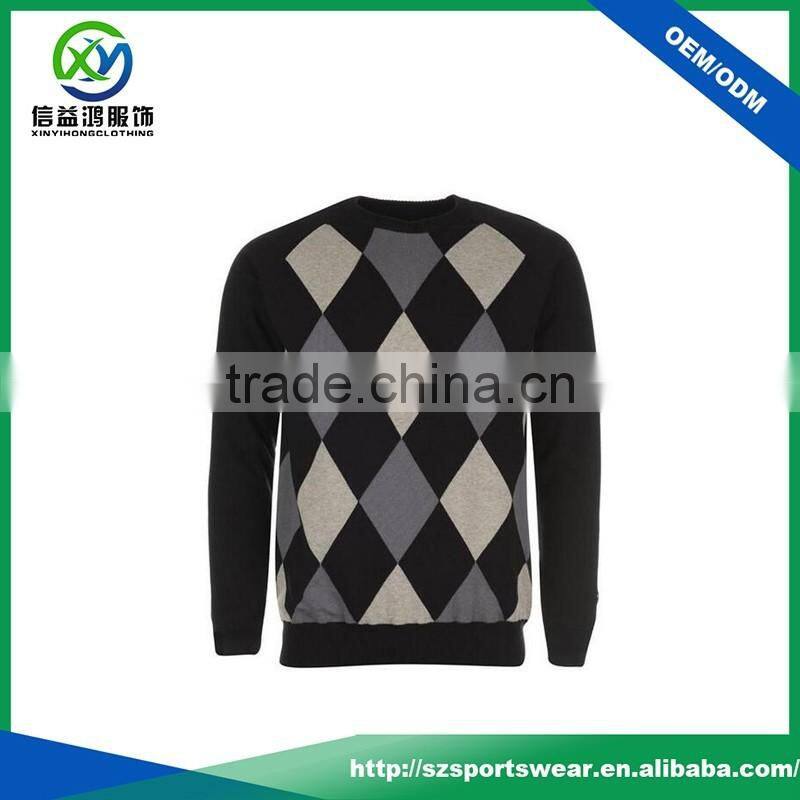 New Design Pure Cotton Stretch Pattern O Collar Golf Knitwear For Men
