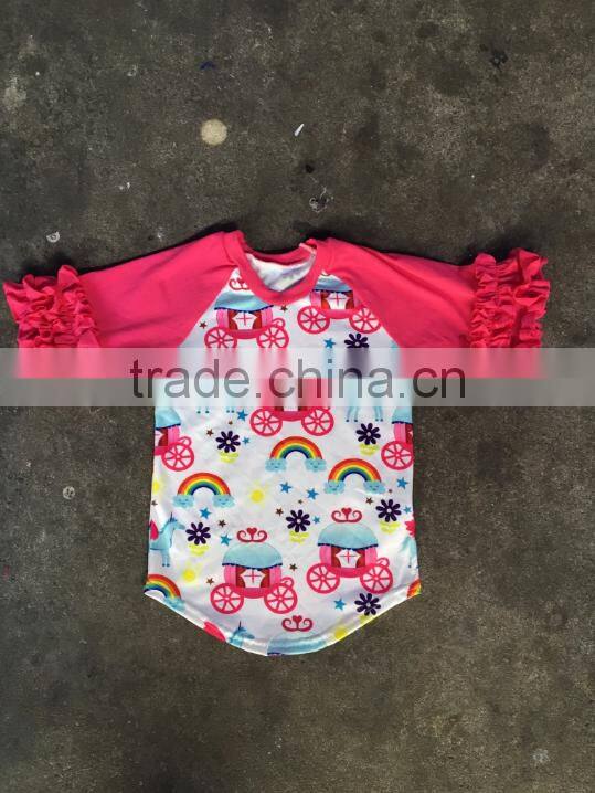 One-piece baby reglan t shirt wholesale bulk clothing cotton/spandx mixed ruffle clothes kids shirt