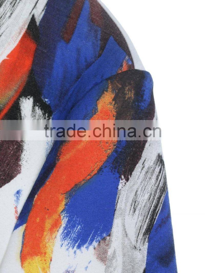 Women's half sleeve thick fabric neck printing elastic white t shirt wholesale clothing