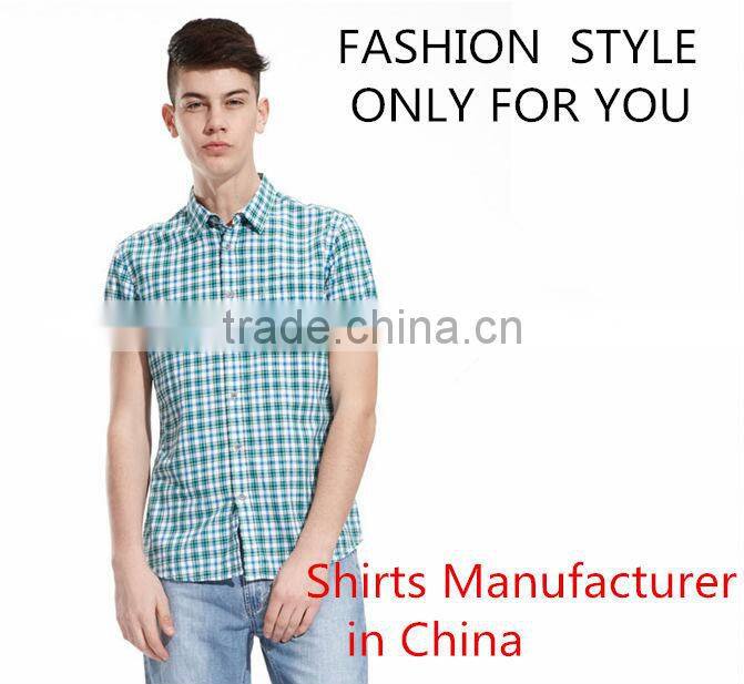 Manufcturer branded short sleeve men dress &casual shirt