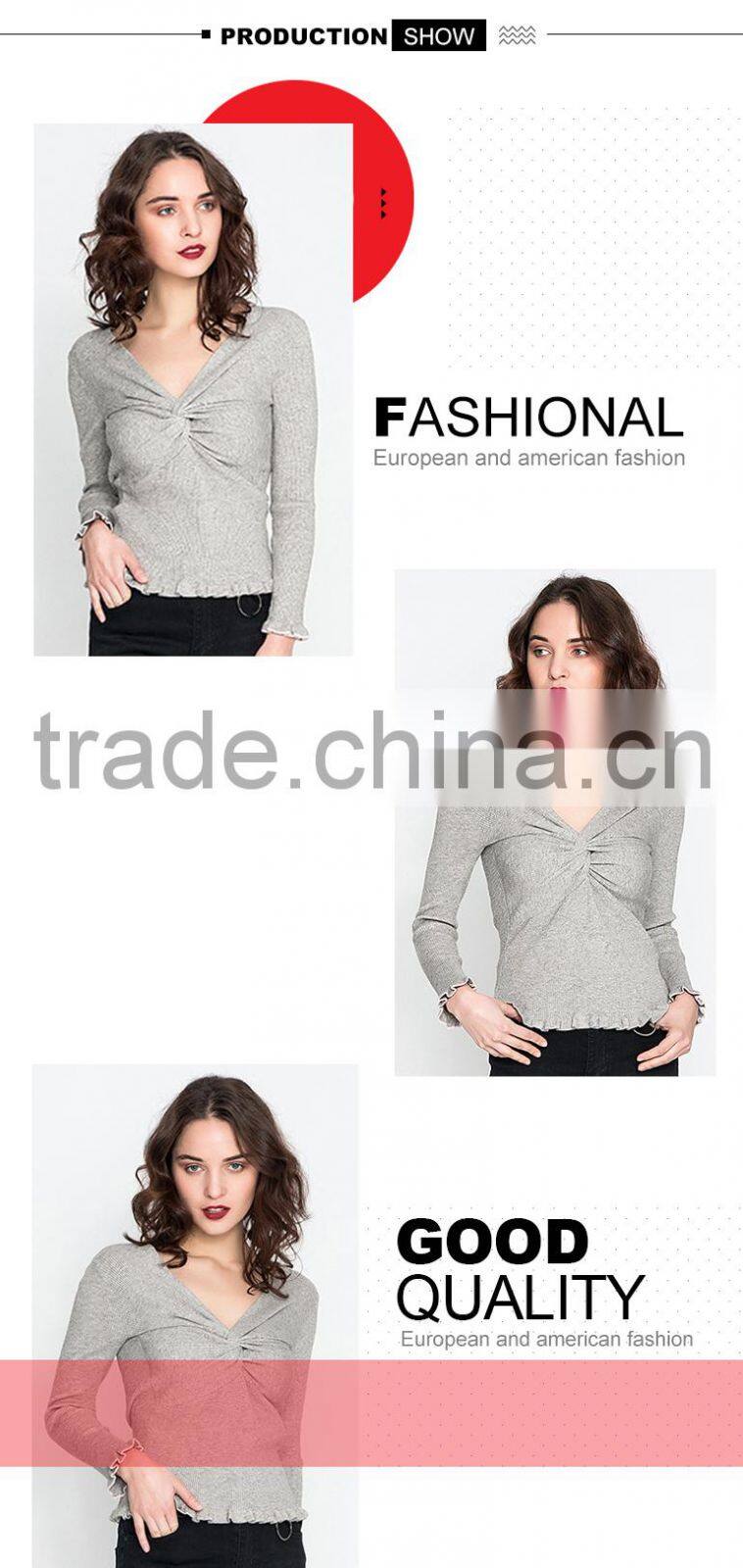 wholesale clothing fashion autumn knitting latest design woman sweater for lady