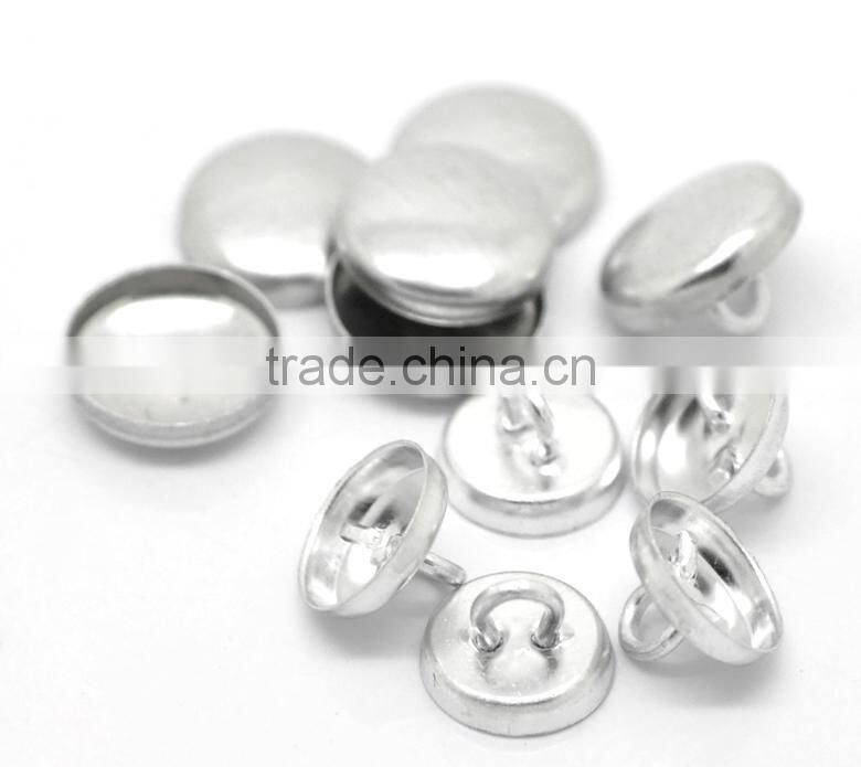 300Sets Aluminum Tone Shank Wire Back Cover Metal Buttons