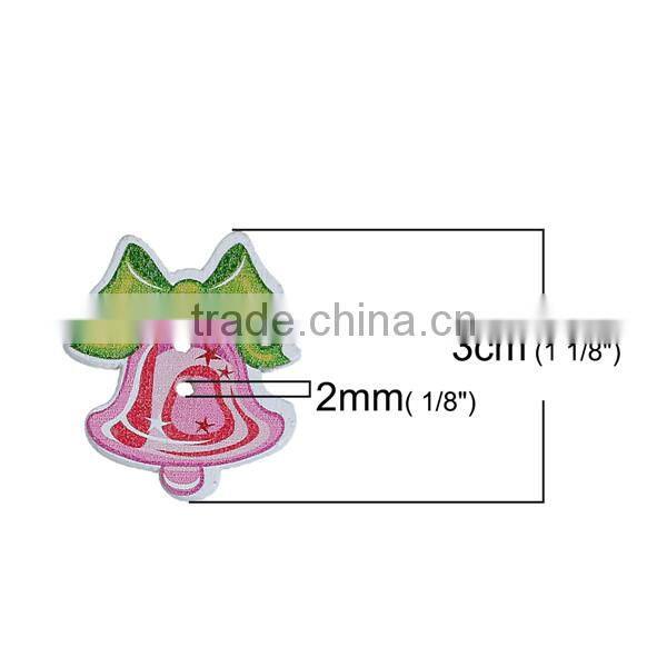 Wood Sewing Buttons Scrapbooking 2 Holes Christmas Jingle Bell At Random Bowknot Pattern