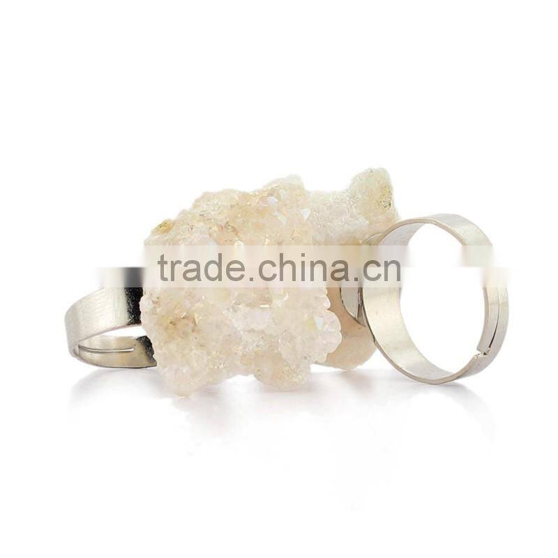 Raw Crystal Natural Stone Irregular Pendant Ring