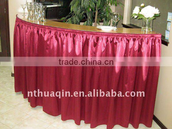 Polyester table skirting and satin fabric table skirts and table linen