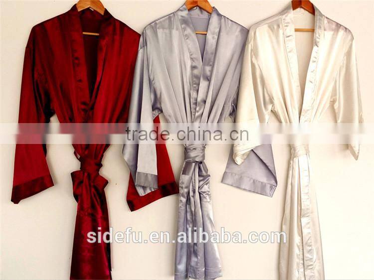 Fancy Texture Wholesale Hotel Satin Silk Bathrobe