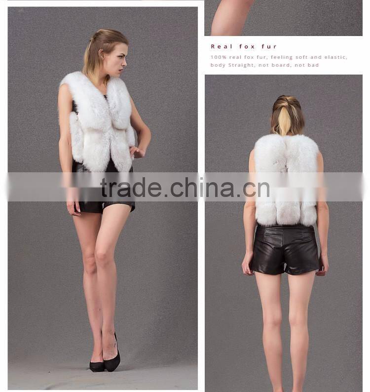 Top quality short vest waistcoat arctic real fox fur coat