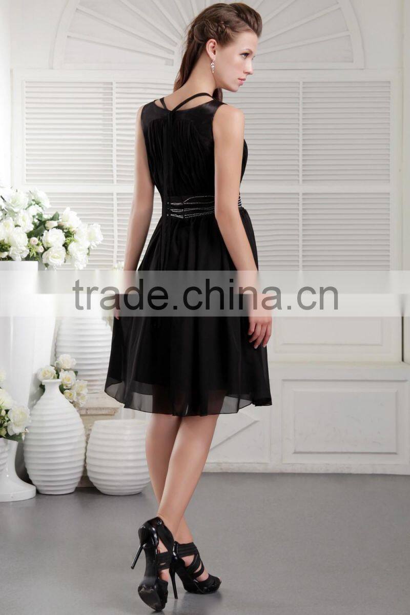 2017 New Fashion Elegant A-line Sexy Scalloped satin with sahses formal evening dress prom dresses ED111