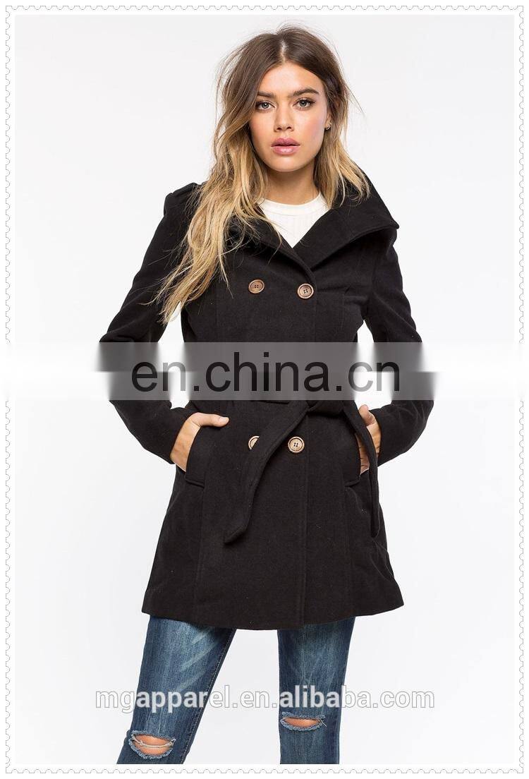 best selling classic wool-blend double-breasted women's coat wholesale