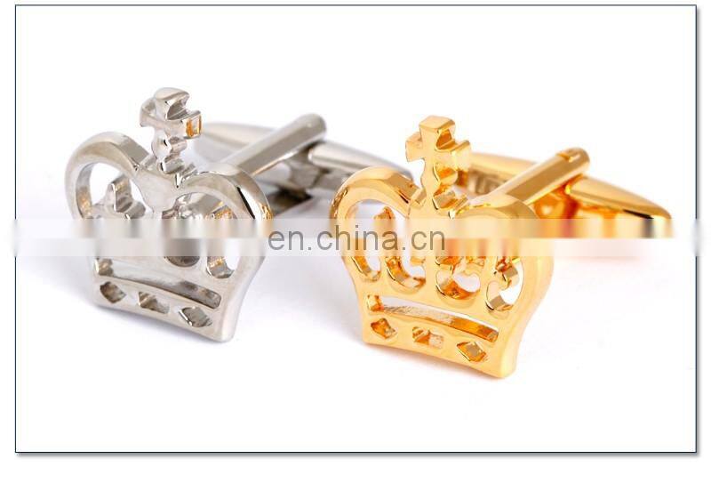 Gold Silver Crown Mens Cufflinks