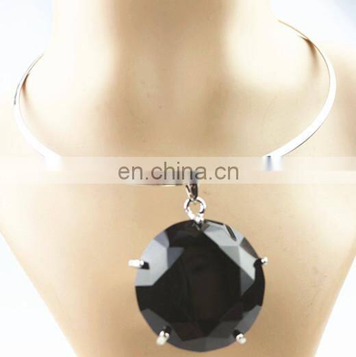 Geometric shape of the original color of the tiger stone pendant long necklace for ladies