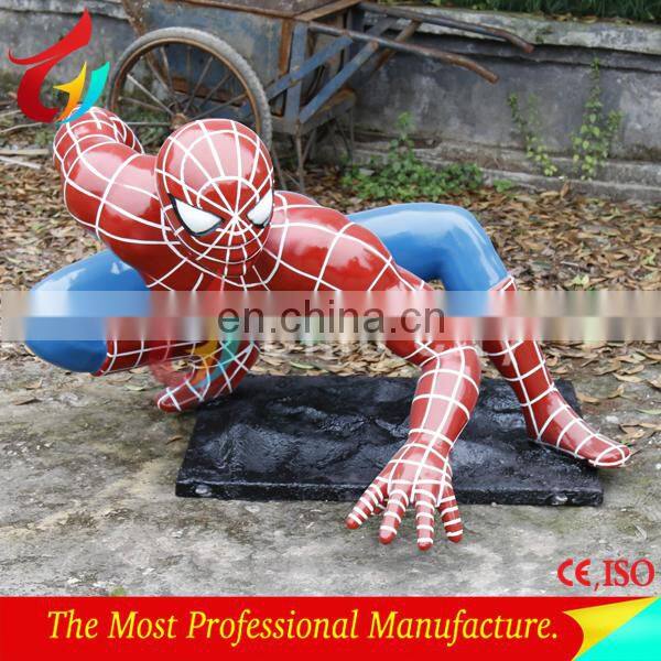 Hot sale life size glass fiber spiderman sculpture for theme park