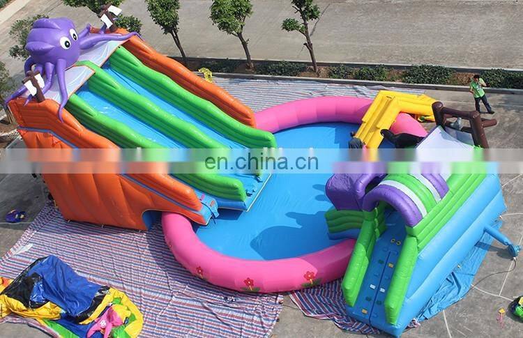 Commercial Inflatable water park 2 in 1 Big party used swimming pool slide