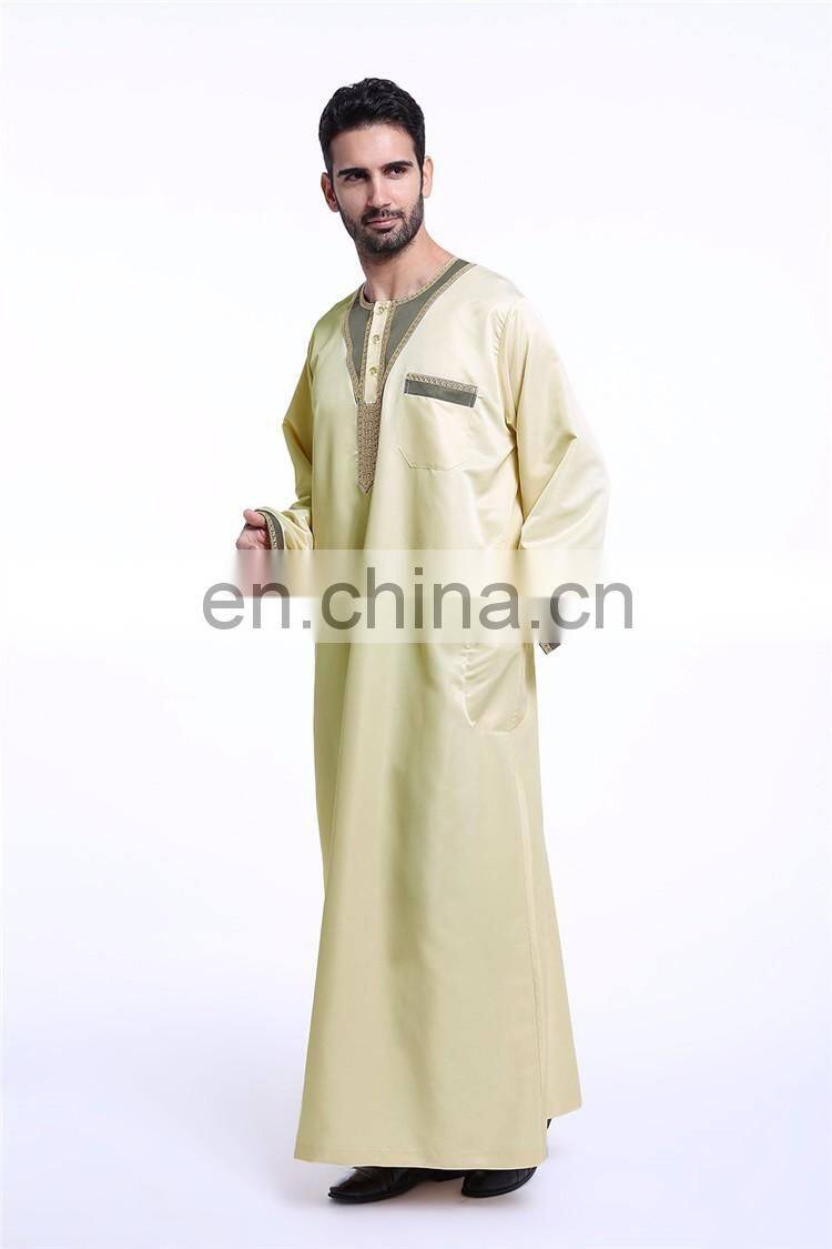 2017 EID Muslim wear men Abaya chothes for prey Men maxi thobe for islamic