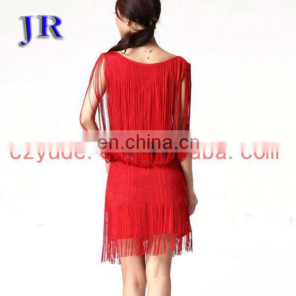 Competition fringe latin dance costume dress L-7002#