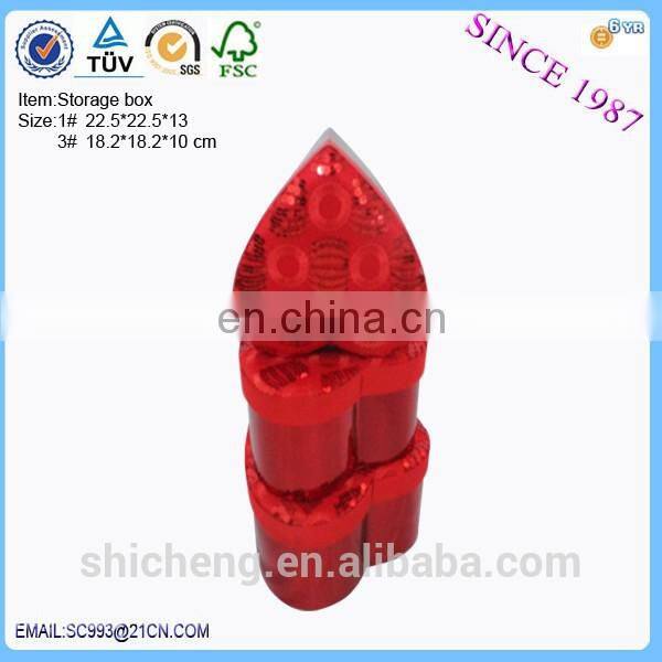 Luxury nesting red heart shape paper gift box packaging box