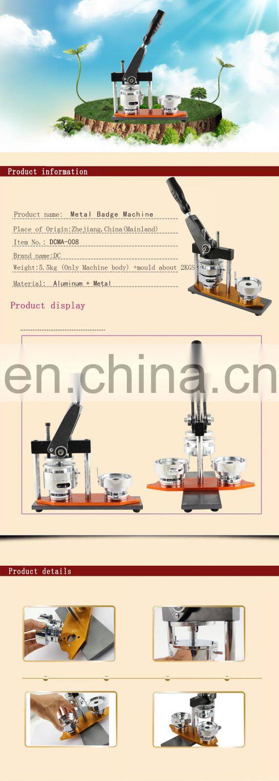 High Quality Rotary 1" 25mm Pin Badge Manual Metal Button Maker Machine Badge Making Press Machine