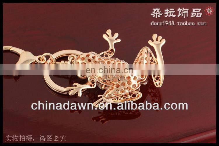 Luxury rhinestone frog keychain with carabiner CD-KD023