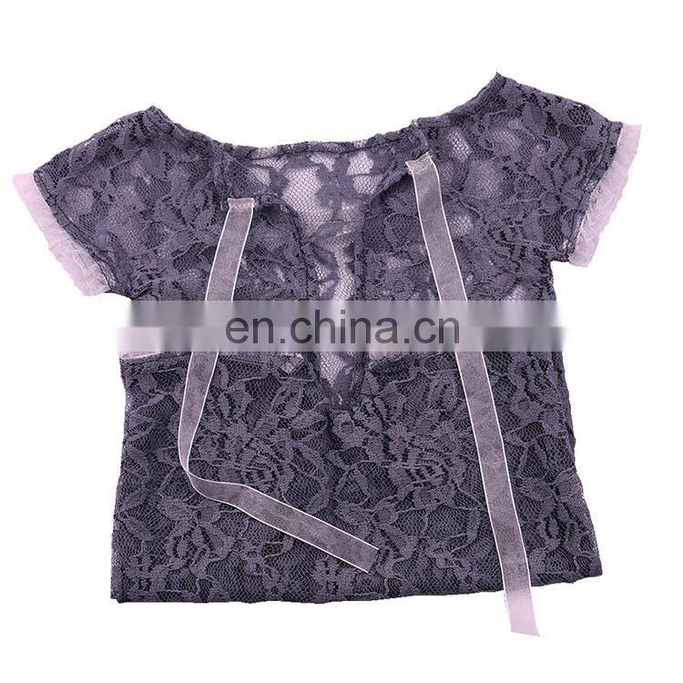 Summer newborn short sleeve lace romper photo prop baby bodysuit romper