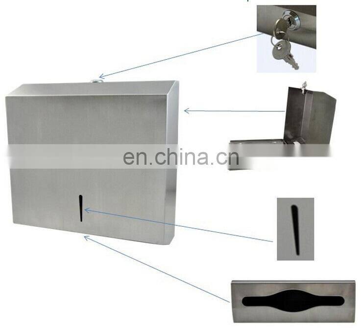 Stainless steel m fold wall mount toilet seat hygienic paper dispenser