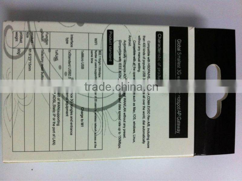 150M and USB powered smart 3g wifi router with Rj45 port