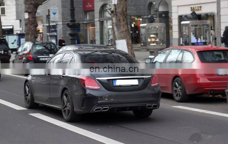 C-CLASS W205 C63 A style body kit 14~16y PP material front bumper grille side skirts trunk spoiler rear bumper exhaust tips