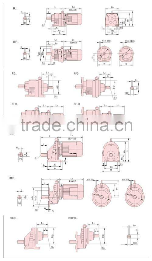 Electric motor gearbox R series electric motor reduction gearbox