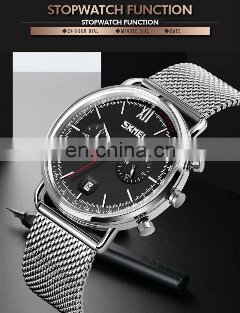 Skmei 9206 stainless steel watch jam tangan pria waterproof wristwatches men