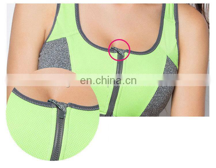 Women Zipper Push Up Sports Bras Running Vest Gym Workout Running Tops Sportswear Yoga Sport Top
