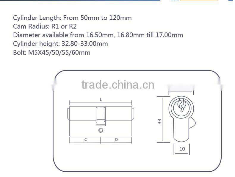 Europe round double open door lock cylinder
