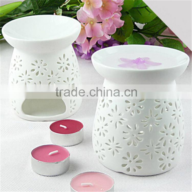China Round Ceramic Candle Burner / Tart Oil Warmer Pure White Aroma Diffuser/Payment protection candle holder
