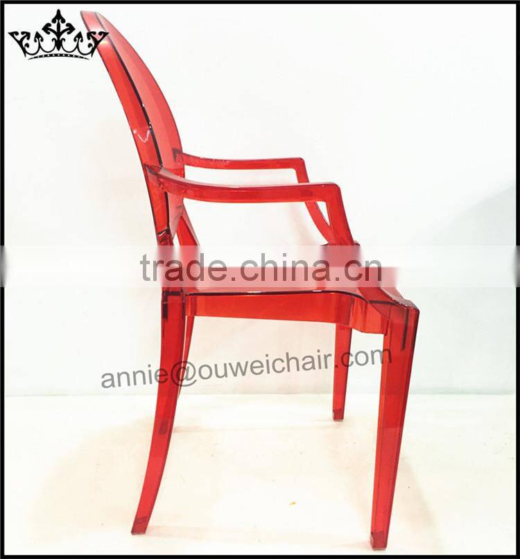 stacking armchair / dining resin chair / red chair