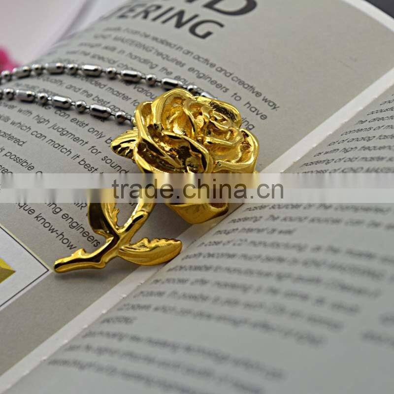 Fashion Jewellery Accessory Artificial Flowers Rose Gold Plated Mother'S Day Pendant