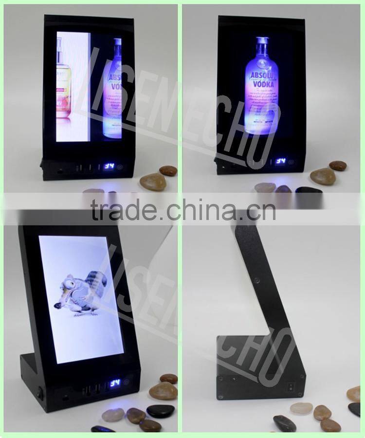 7 inch LCD screen L shape desktop advertising player with power bank