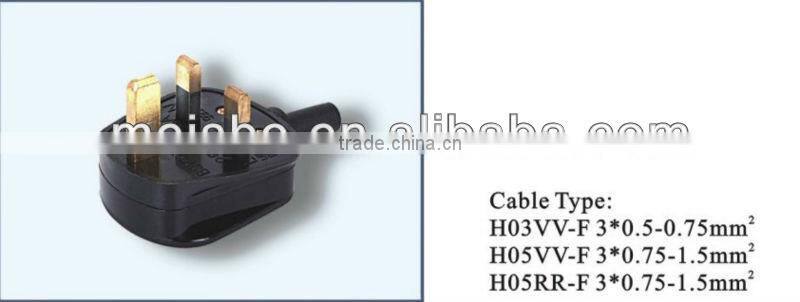 3 Pins U.K.right angle ac power plug