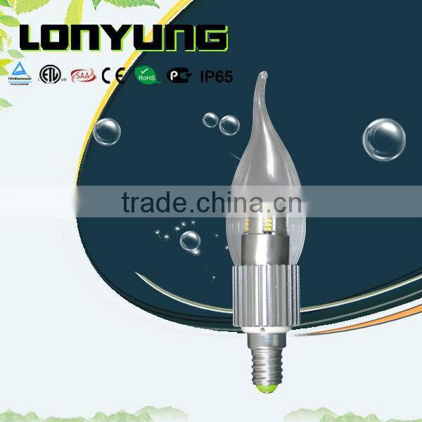 3W led candle bulb transparent bulb for chandelier
