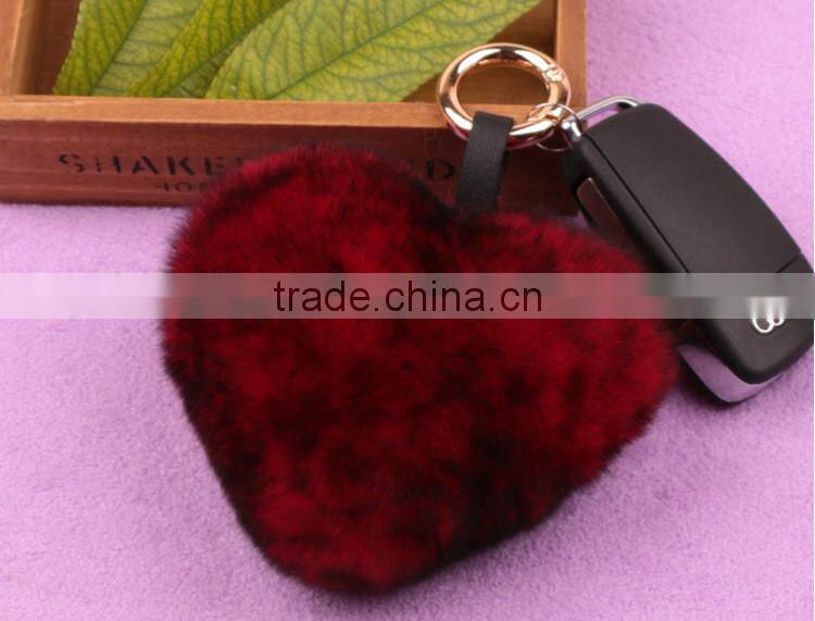 Real Rabbit Fur Keychian Cute Genuine Leather Fur Car Key Rings