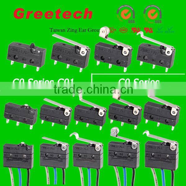 16a 250v micro switch, zing ear micro switch for home appiance, UL, CUL, ENEC, CQC approved