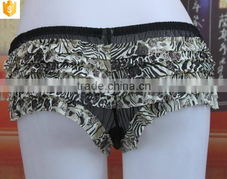 Leopard printed mesh women panty,sexy mesh lady thong