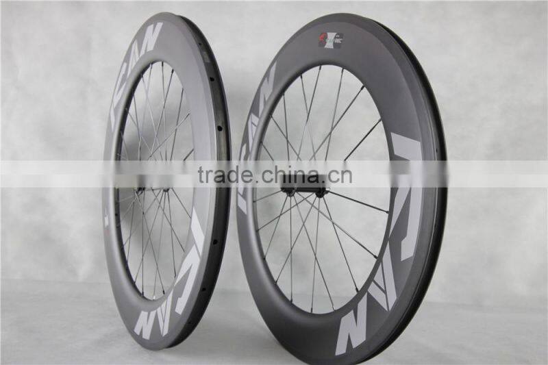 Powerway R13 hub carbon road rims 700C Bike Road Carbon wheels UD Matt carbon road bike whels with ICAN logos W86C