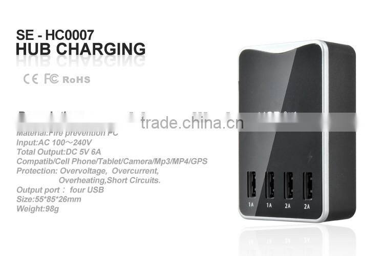 Hub charger 6A output with 4 USB charger Smart IC Technology