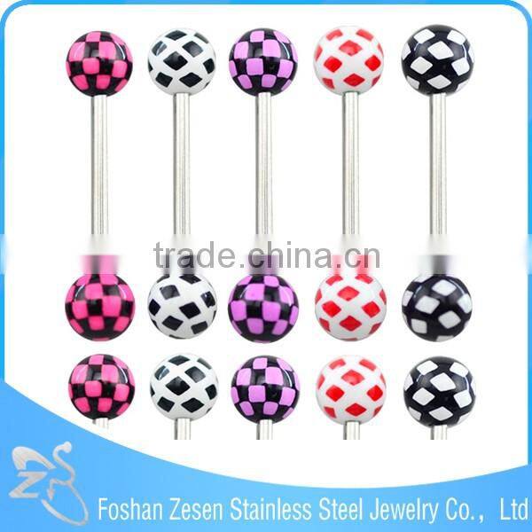 Fashionable design stainless steel custom cheap resin ball beautiful tongue ring