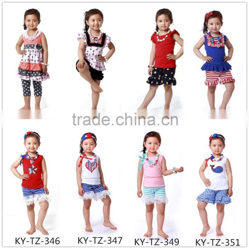 Long sleeve red and white stripe outfits wholesale baby clothes cotton fabric