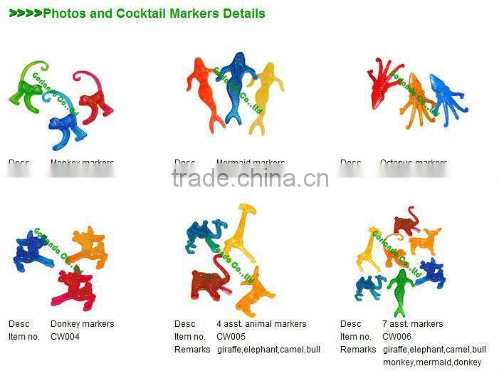 Deco VINTAGE make in china food grade rare plastic beefsteak cocktail markers